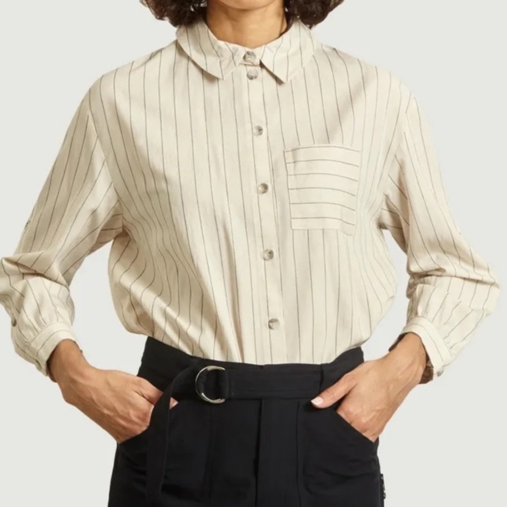Ba&sh Striped Long Sleeve Shirt Size Small